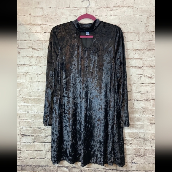 NWOT M. Fasis Dress Womens Black Velvet Cutout Stretch Size 2X - Picture 1 of 12
